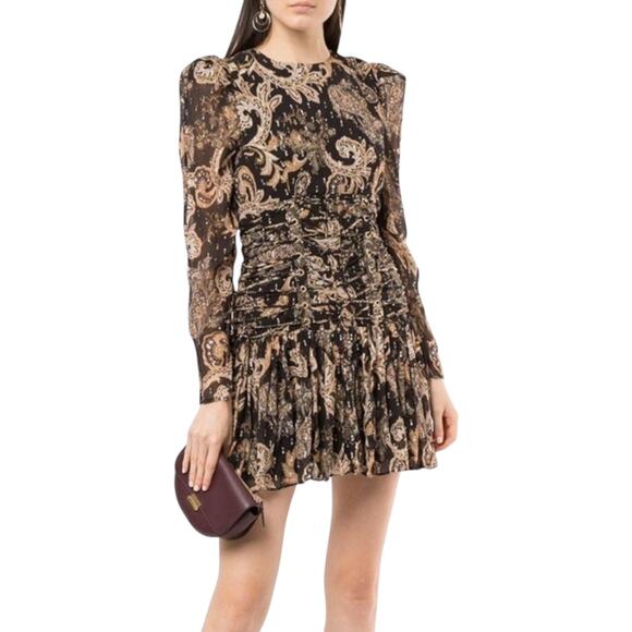 Thurley Faithful Corset Silk Blend Long Sleeve Paisley Print Dress SMALL - Picture 1 of 11